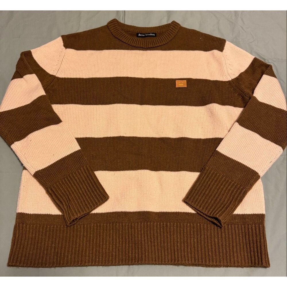 Acne Studios Size XS Oversize Stripped Crewneck Sweater Used Brown